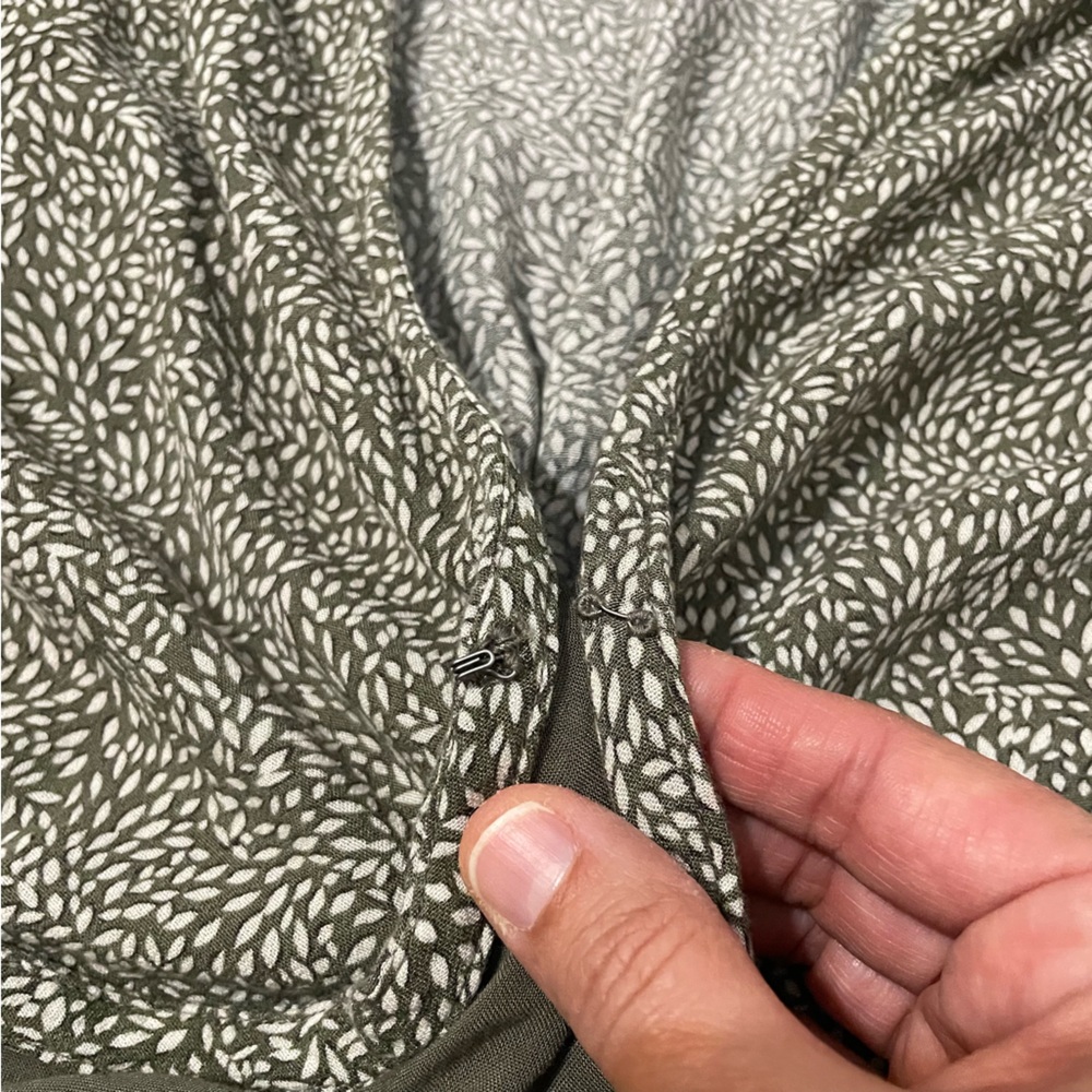 Abercrombie & Fitch Women’s Wrap Mini Dress Long Sleeve Leaf Print Olive Green S - Picture 8 of 13